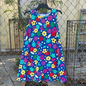 Hanna Andersson Blue Floral Sleeveless Trapeze Dress US 14-16